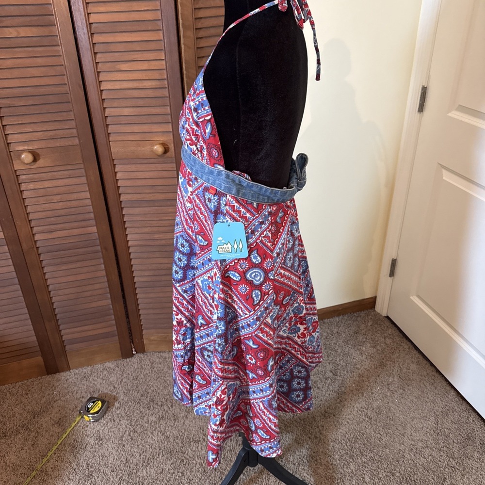 Paul Frank Retro Y2K Halter Bandana Print Dress NWT Size Large Festival Boho - Picture 3 of 9